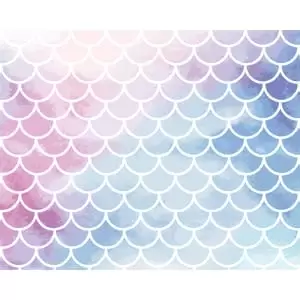 Watercolour Mermaid Scales Blue & Pink Wall Mural - 3.5m x 2.8m