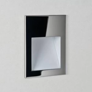 LED 1 Light Outdoor Recessed Square Marker Wall Light Polished Stainless Steel