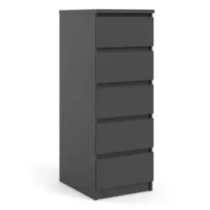 Naia Narrow Chest Of 5 Drawers In Black Matt