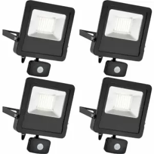 4 pack Outdoor IP65 Automatic Floodlight - 50W Cool White LED - pir Sensor