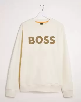 BOSS Beige Bold Logo Crew Sweat