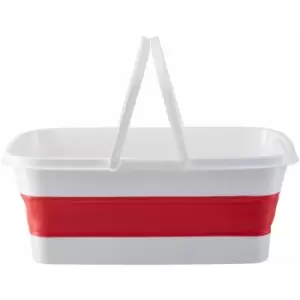 Premier Housewares - Collapsible Red White Basket With Comfortable Handles Sturdy Portable And Multipurpose Laundry / Storage / Toys w48 x d27 x h18cm