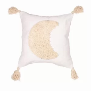 Sass & Belle Crescent Moon Tufted Cushion White