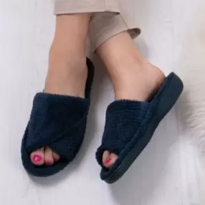 totes Isotoner Popcorn Open Toe Slippers Navy