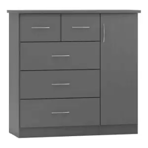 Seconique Nevada 5 Drawer Low Wardrobe - 3D Effect Grey