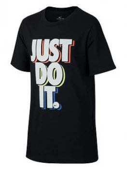 Boys, Nike Unisex Nike Tee Just Do It Stack, Black, Size XS, 6-8 Years