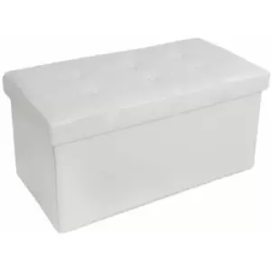 Storage bench made of synthetic leather 80x40x40cm - storage ottoman, shoe storage bench, hallway bench - white - white