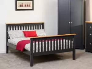 Seconique Monaco 5ft King Size Grey and Oak Wooden Bed Frame High Footend