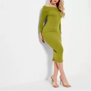 I Saw It First ISAWITFIRST Bardot Rib Midi Dress - Green