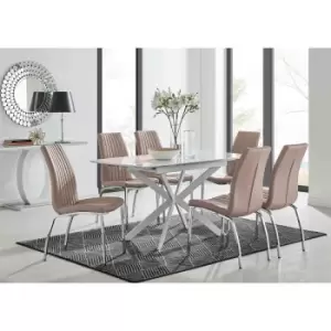 Furniture Box LIRA 120 Extending Dining Table and 6 Cappuccino Isco Chairs