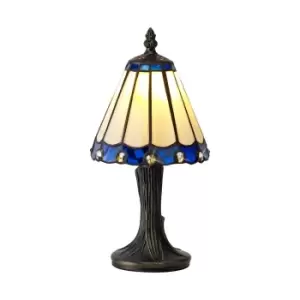 Tiffany Table Lamp, 1 x E14, Blue, Clear Crystal Shade