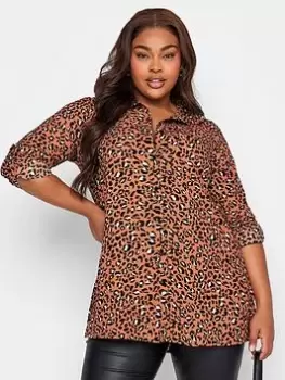 Yours Sb Boyfriend Shirt Rust Animal, Orange, Size 20, Women