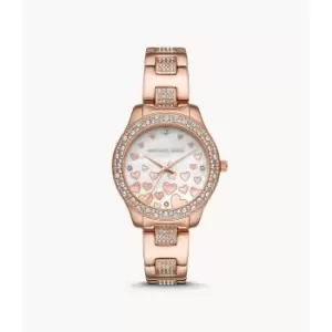 Michael Kors Womens Liliane Three-Hand Rose Gold-Tone Stainless Steel Watch - Rose Gold