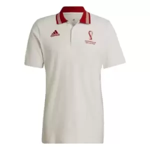 adidas FIFA World Cup Qatar 2022 Official Emblem Polo Shirt in Cream