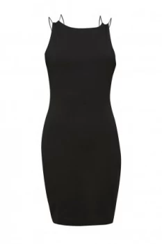 French Connection Kali Jersey Strappy Back Dress Black