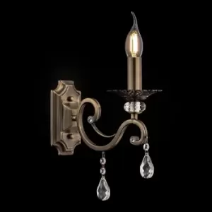 Grace Wall Candle Lamp Brass & Crystal, 1 Light, E14