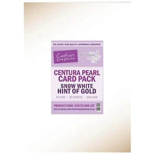 Crafter's Companion Centura Pearl A4 Card Snow White Hint of Gold Pack of 50