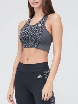 adidas Leopard Bra Top - Grey/Black, Size XL, Women