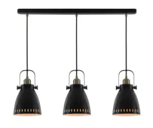 Linear Ceiling Pendant, 3 x E27, Matt Black, Antique Brass, Khaki