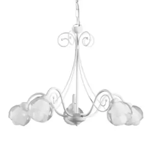 Camilla 5 Light Multi Arm Pendant Ceiling Light, Glass Shades