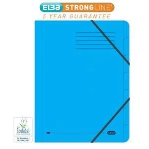 Original Elba Boston Foolscap Part File Pressboard Elasticated 7 Part Blue Pack of 5