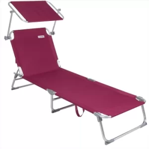 Sun Lounger Ibiza Red Aluminium with Sun Shade