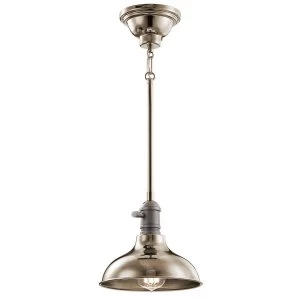 1 Light Mini Dome Ceiling Pendant Light Polished Nickel, E27