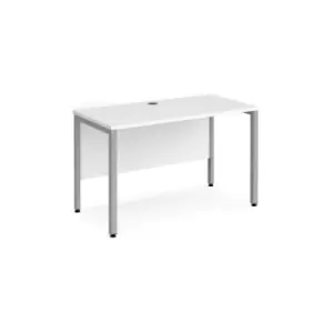 Office Desk 1200mm Rectangular Desk With Bench Leg White Tops With Silver Frames 600mm Depth Maestro 25