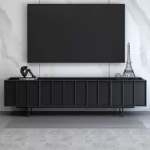 Large Black Oak TV Unit with Storage - TV's up to 70 - Helmer