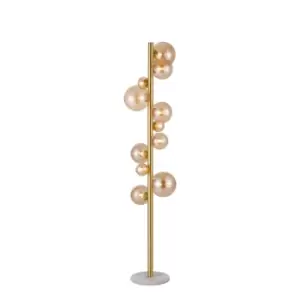 Marshall Floor Lamp, 11 Light G9, Satin Gold, Amber Plated Glass