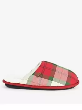 Barbour Young Tartan Mule Slippers - Red, Size 10, Men