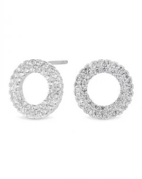 Simply Silver Pave Circle Stud Earring