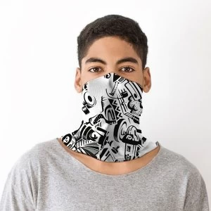 Black & White Graffiti Neck Scarf Face Covering