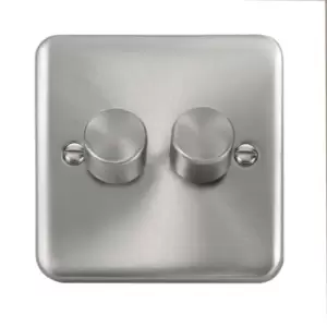 Click Scolmore Deco Plus Satin Chrome 2 Gang 2 Way Dimmer Switch - DPSC152