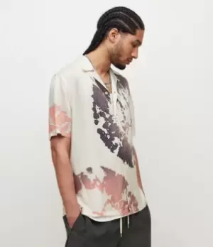 AllSaints Mens Silverlake Tie Dye Shirt, Cloud White, Size: XS