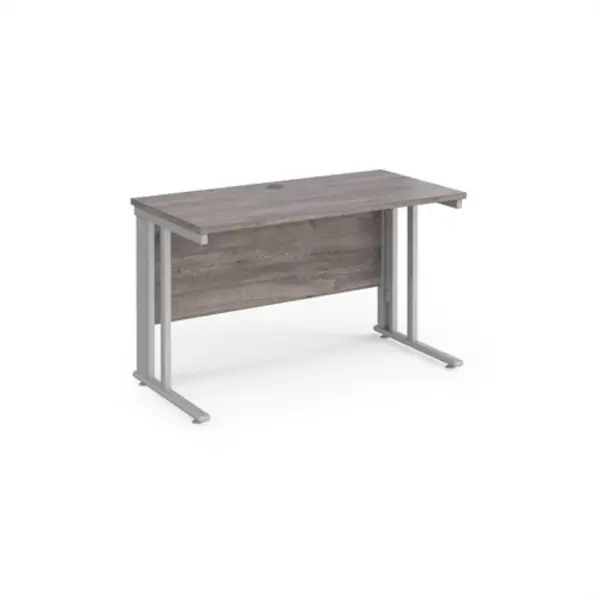 Maestro 25 straight desk 1200mm x 600mm - silver cable managed leg frame, grey oak top