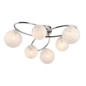 Maye 6 Light Multi Arm Glass Semi Flush Ceiling Lamp Chrome