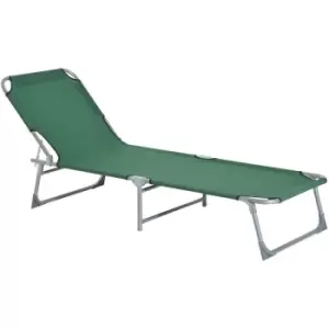 Outdoor Folding Sun lounger Camping Portable Recliner Patio Beach Light Weight Chaise Garden Reclining Chair (Green) - Outsunny