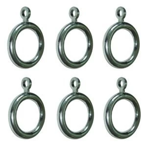 Colours Chrome Effect Plastic Curtain Ring Dia19mm Pack of 6