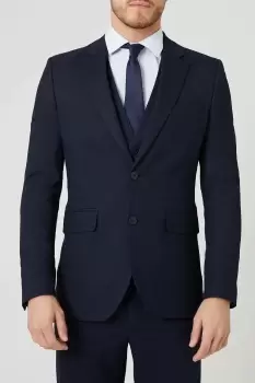 Mens Slim Fit Navy Fine Stripe Suit Jacket