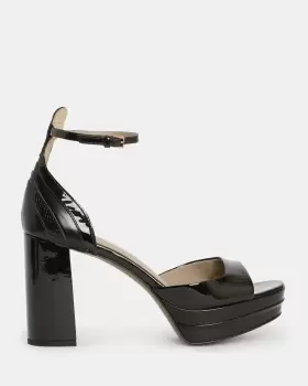 AllSaints Tia Metallic Square Toe Platform Heels