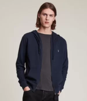 AllSaints Mens Brace Hoodie, Fairbank Navy, Size: XXL