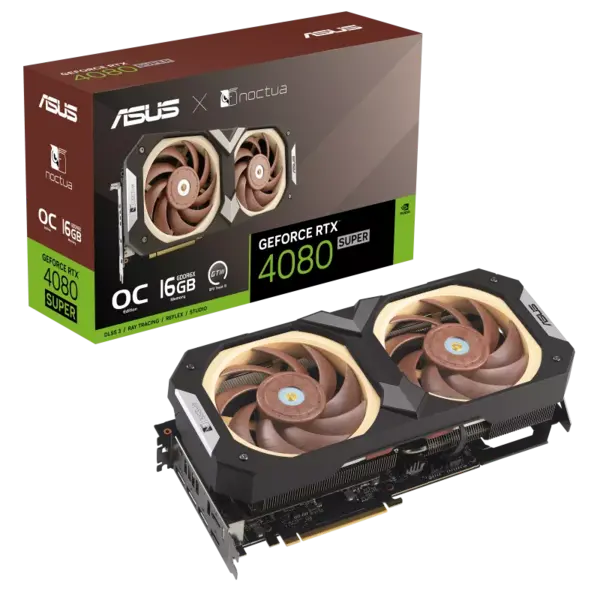 ASUS GeForce RTX 4080 SUPER 16GB GDDR6X Noctua OC Edition Graphics Card - RTX4080S-O16G-NOCTUA