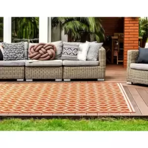 Terrace Diamond Modern Geometric Flatweave Outdoor Rug in Terracotta 150 x 230cm (4'x11x7'7'')