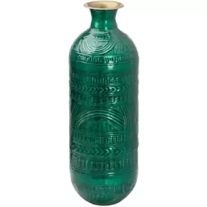 Hill Interiors Aztec Collection Lebes Embossed Vase (One Size) (Green/Brass) - Green/Brass