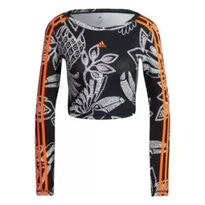 adidas FARM Rio Crop Long Sleeve Sweatshirt Womens - Black / App Signal Orange