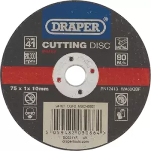 Draper Metal Cutting Disc 75mm 1mm 10mm