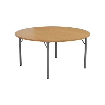 Circular Folding Table 1200 - Oak Top and Silver Legs