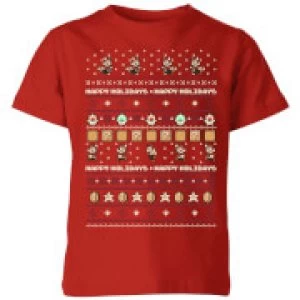 Nintendo Super Mario Happy Holidays The Good Guys Kid's Christmas T-Shirt - Red - 7-8 Years