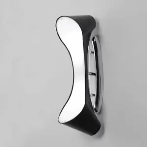 Ora 2-light E27 wall light, glossy Black / white arylic / polished chrome